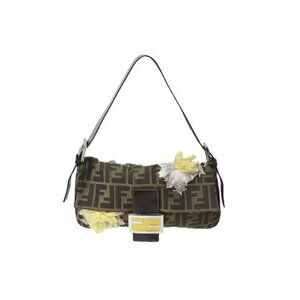 FENDI Mamma Bucket Hobo Shoulder bag Floral Flower motif Zucca embroidery
